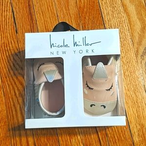 Nicole Miller pink unicorn moccasins
